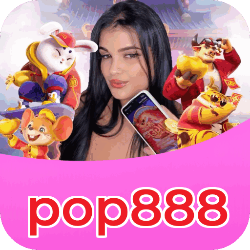 Interface do aplicativo pop888 mostrando jogos disponíveis no iOS e Android